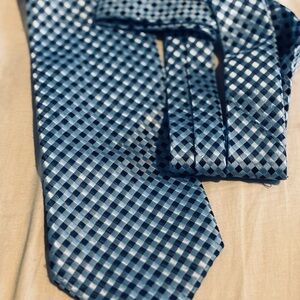Ermenegildo Zegna Blue and White Checkered Tie